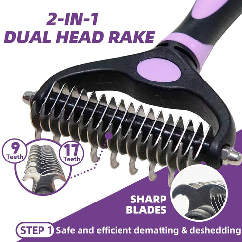 Dog Brush for Shedding, 7 PCS Grooming Brush Kit with Slicker, Rake, Bath Brush & Nail Clipper for Dogs
