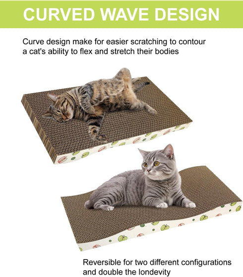 Cat Scratching Board - Corrugate Cat Scratcher with Catnip, Double-Sided Usability, Pack of 2