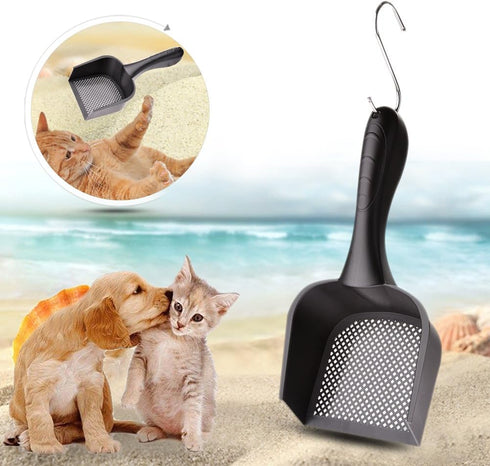 wonderfulwu Cat Litter Scoop with Handle, Small Hole Reptile Litter Cleaner