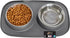 Gorilla Grip Waterproof Cat and Dog Bowls Set, Silicone Feeding Mat, Stainless Steel Bowl, 2 Cup, Gray