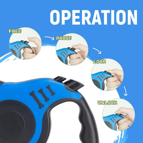 Retractable Dog Leash, Automatic Telescopic Tractor Tape, 10/16 FT Durable with Folding Bowl, Dispenser for Small