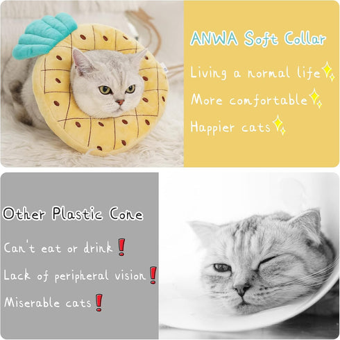 ANWA Adjustable Cat Cone Collar, Soft Cute Donut Collar for Kitten Recovery After Surgery