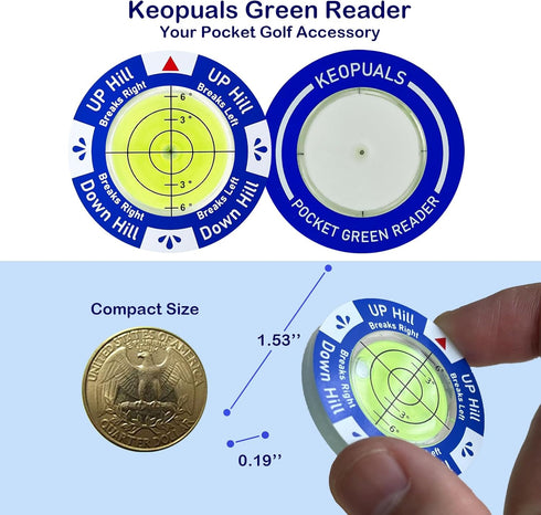 Golf Green Reader - Golf Ball Marker with Level Golf Accessories Golf Putting Green Reading Aid Bubble Golf Training Tool to Improve Your Putting Game Read Greens by KeoPuals