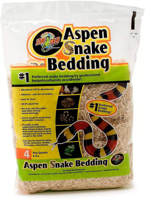 Zoo Med Laboratories SZMSB4 Aspen Snake Bedding, 4 Quart