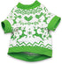DroolingDog Christmas Reindeer T-Shirt, Green Sweater for Small Dogs, Holiday Clothes