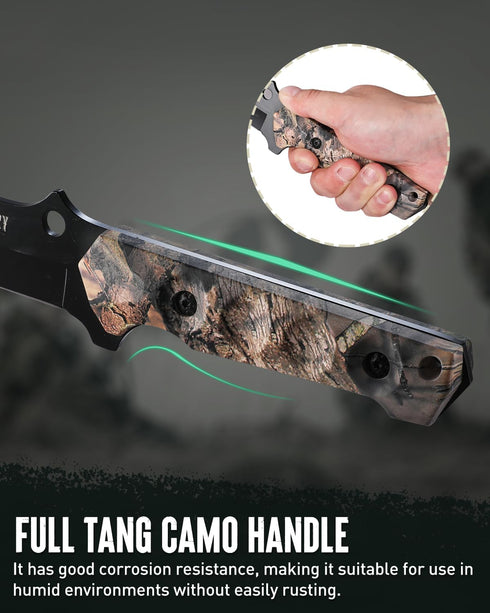 Mossy Oak Fixed Blade Hunting Knife Set - 2 Piece with Full Tang Handle and Sheath
