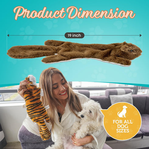 Chesk 5 Pack Squeaky & Crinkle Dog Toys - No Stuffing Plush Chews for Small Medium Large Breed Chewers