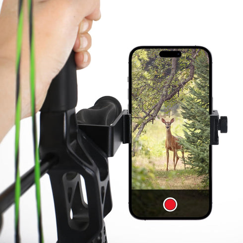 Universal Aluminum Alloy Phone Holder for Compound Bow, Smartphone Mount for Archery Hunting, Instant Recorder