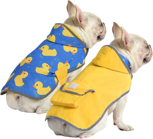 HDE Hooded Reversible Dog Raincoat Poncho Jacket for Small Medium Large Dogs Ducks - Yellow - S