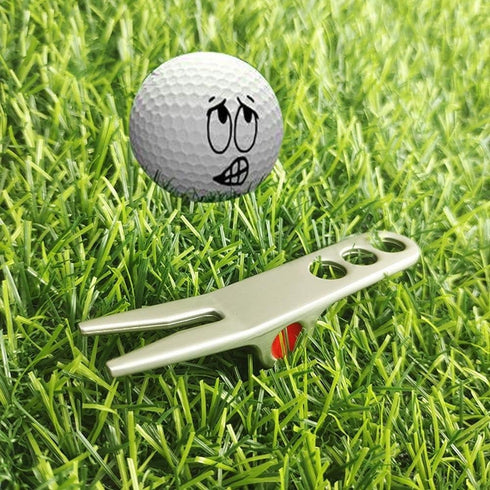 GANPUB 1Pc Silver Golf Ball Fork Pivot Divot Repair Tool Compatible Golf Divot Tools On-Course Accessories Divot Tools