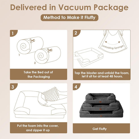 EHEYCIGA Orthopedic Dog Bed for Medium Dogs, Waterproof Memory Foam Couch Bed with Washable Cover, Dark Grey