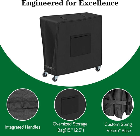 80 600D (34Lx19Wx31H RICHIE Rolling Cooler Cart Cover Fit for Most QT, Waterproof Ice Chest Cover with Zippered Pocket