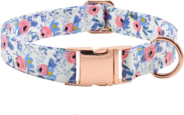 Metal Buckle Dog Collar, Durable Adjustable Soft Collar for Small Medium Large Dogs (L (15-23in), Flower2)