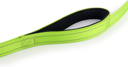 Dog Leash 6ft Long, Heavy Duty, Traffic Padded, Reflective Double Handles for Large or Medium Dogs, Green