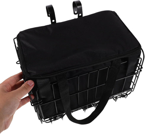 BESPORTBLE Front Folding Bike Basket with Removable Liner Bag Quick Release Bicycle Carrier for Small Dogs Cats Picnic