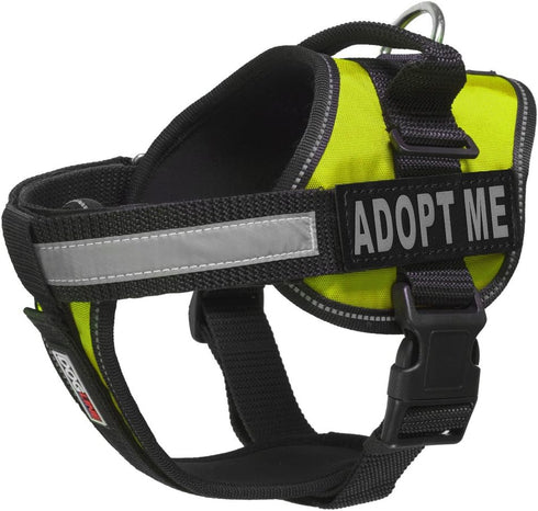 Dogline Vest Harness with 2 Removable Adopt Me Patches, Medium Size 22 to 30", Green