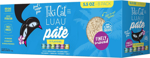 Tiki Cat Luau Pate Variety Pack, Grain-Free Wet Canned Cat Food, 5.5 oz Cans (Pack of 8)