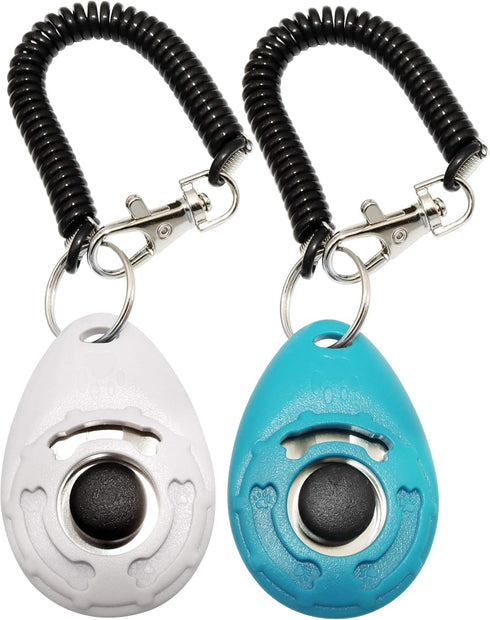Training Clicker for Pets - Dog, Cat, Horse, Bird, Dolphin, with Wrist Strap, 2 Pack