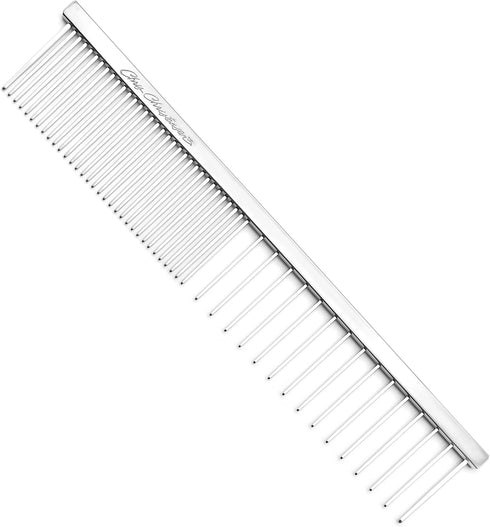 Chris Christensen 003 7.5 in. F/XC Greyhound-Style Butter Comb - Professional Grooming, Solid Brass Spin, Chrome Finish