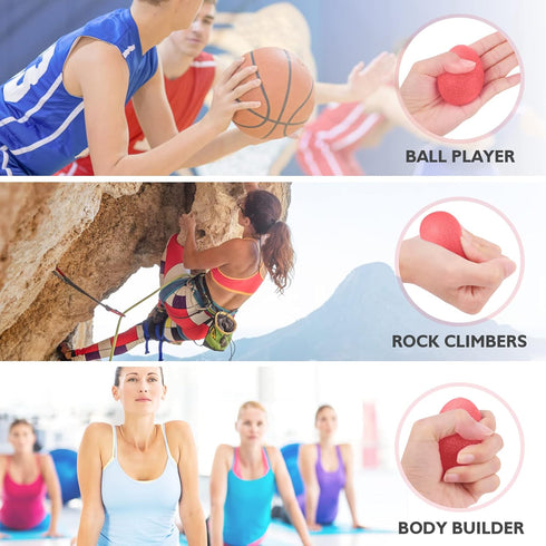 Set 3 Peradix Hand Grip Strength Trainer, Stress Relief Ball, Wrist Rehab Therapy Hand Grip Equipment Ball Squishy
