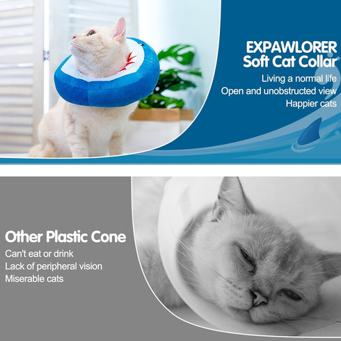 EXPAWLORER Cat Cone Collar Soft, Adjustable Cute Cat Recovery Collars After Surgery, Comfortable Neck Elizabethan Pet