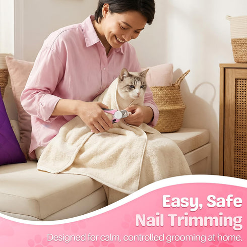 Trimmer Flexzion Pet Nail Clippers for Dogs & Cats - Stainless Steel Blade Cat Nail with Stored Nail File, Safety