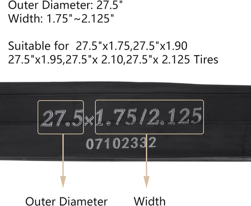 RUTU 27.5 Bike Tube 27.5x1.75/1.95/2.10/2.125, AV32mm Schrader Valve, 2 Pack for Mountain Trail Cruisers