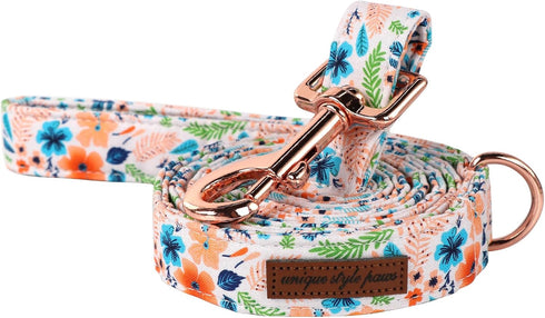 Unique Style Paws Cotton Dog Collar with Bow, Floral Plaid Colorful Design for Small, Medium & Large Dogs