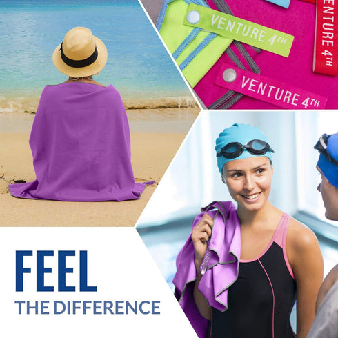4TH Backpacking, Swimming, 3 VENTURE Quick Dry Travel Towel - Fast Drying Ultra Soft Microfiber Towels - Essential