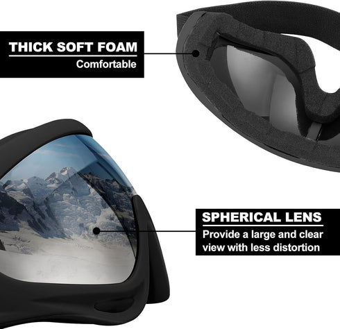 Ski Goggles - Motorcycle Goggles, 3 Pack Snowboard Snow Goggles for Men, Women, Adult, Youth