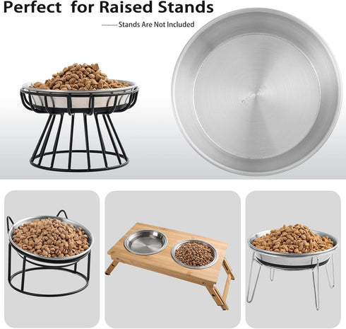 Stainless Steel Cat Bowls, 3 Pack Whisker Friendly Shallow Dishes for Food and Water, Non-slip Silicone Bottom