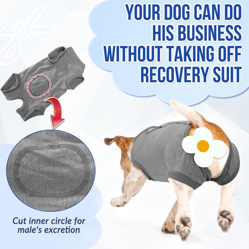 SlowTon Dog Recovery Suit, Surgery Recovery Onesie for Female Male Dogs, E-Collar Alternative for Spay Abdominal Wounds