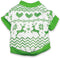 DroolingDog Christmas Reindeer T-Shirt, Green Sweater for Small Dogs, Holiday Clothes