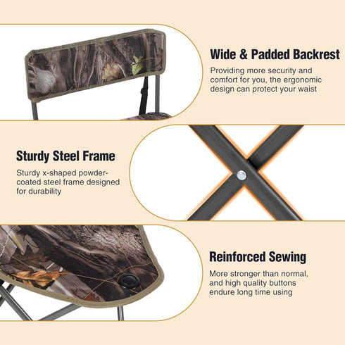 REDCAMP Tripod Hunting Chair for Blinds, Folding Lightweight Portable Fishing Chair for Adults Hunting Stools