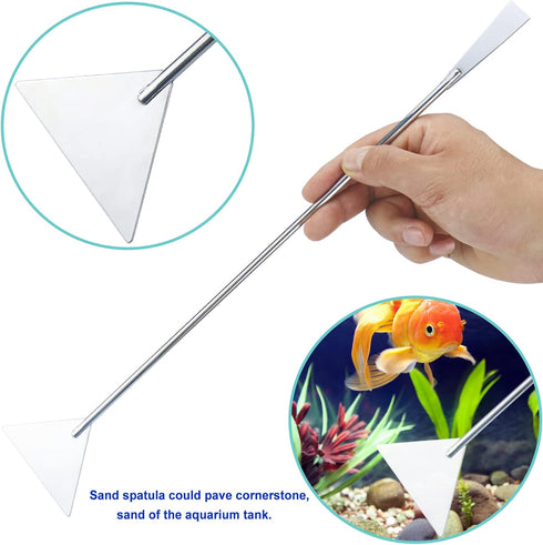 Aquarium Aquascape Tools Kit, 15 Inch Stainless Steel Aquatic Plants Tools for Fish Tank Cleaning