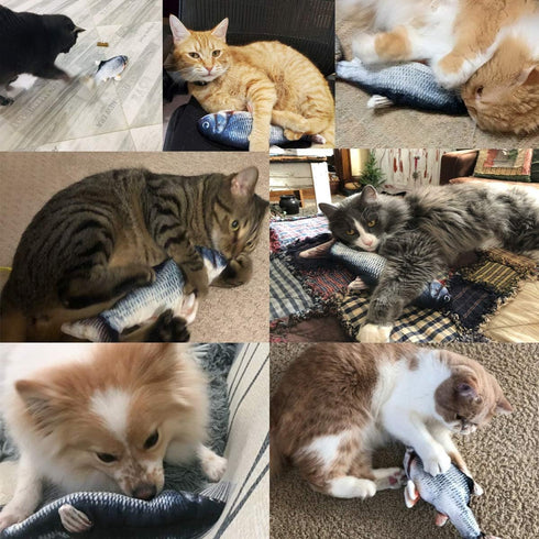 Tocirelo Flopping Fish Cat Toy with Catnip, 11" Electric Plush Wiggle Fish for Indoor Cats, Kicker Dog Toy