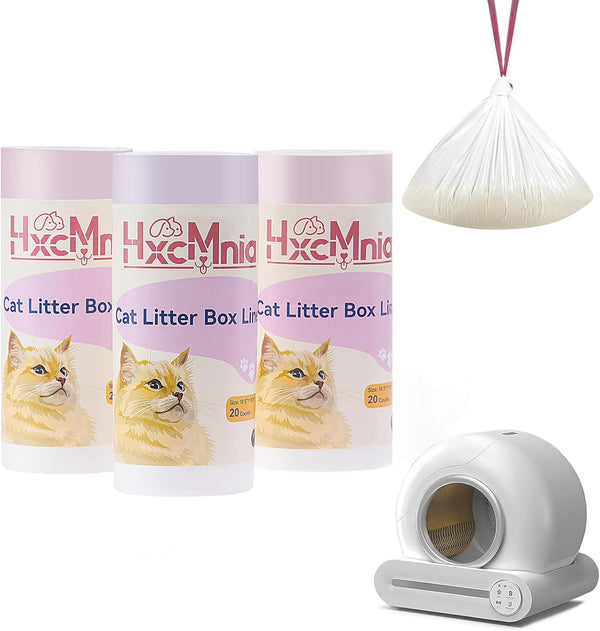 HxCMnia 60 Count Self-Cleaning Litter Box Liners compatible with MW-SCO1/MW-SC02/MW-LR01 - Leakproof &