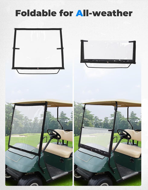 KEMIMOTO Foldable Golf Cart Windshield, Portable Lightweight PVC Compatible with EZGO TXT 1994-2013