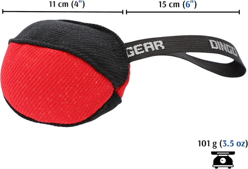 Dingo Gear Dog Tug Ball, 4" for Strong Tugger, Bite Training, Fun, Red S02780