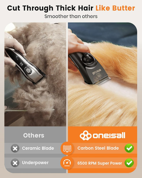 oneisall Dog Clippers for Grooming Doodles Poodles Thick Curly Hair,Low Noise Heavy Duty Dog Grooming Kit