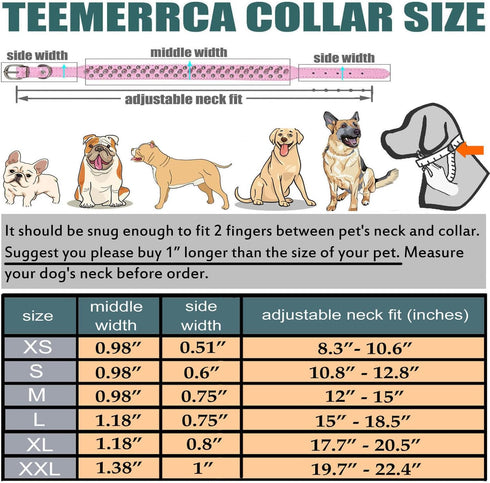 TEEMERRYCA Adjustable PU Leather Spiked Studded Dog Collars with Squeak Ball Gift for Small Medium Large Pets, Purple