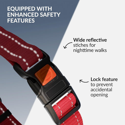 CollarDirect Martingale Dog Collar: Stainless Steel Chain, Quick Release Buckle, Reflective Red Collar, Large