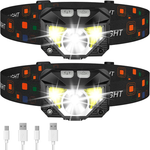 LHKNL Headlamp Flashlight, Lumen Ultra-Light Bright LED Rechargeable Headlight with White Red