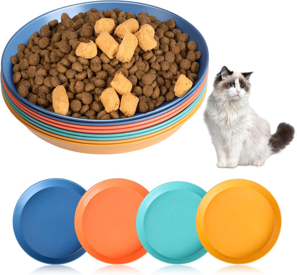 6 inch Cat Bowls for Food and Water - Unbreakable Wheat Straw Dishes, 8 Pcs