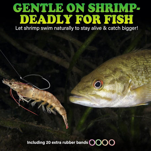 20pcs 1/0 2/0 3/0 LUCKYFISHING Live Shrimp Hooks Fishing Hooks Saltwater Freshwater Professional V Shrimp Hook for Bass