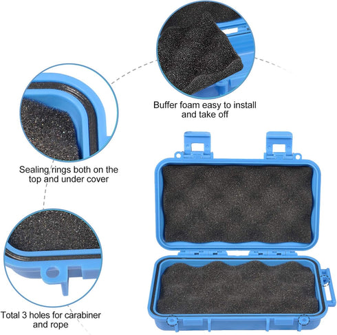 Waterproof Airtight Plastic Container, Dry Storage Box with 2 U Shape Buckle for Fishing, Camping, Hiking (L-Blue)