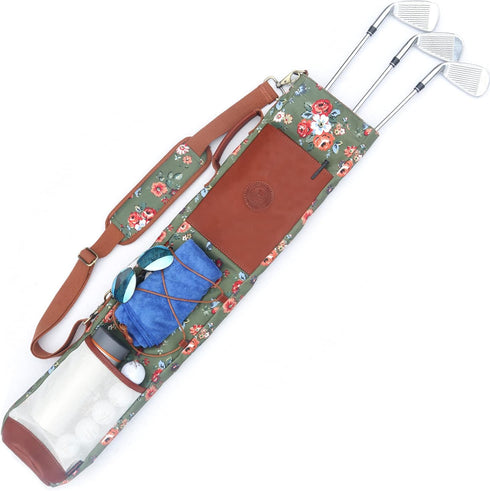 TOURBON Canvas Golf Bag for Women, Driving Range Travel Course Club Carry Case