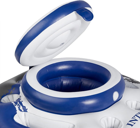 56822EP 5 2 INTEX Mega Chill Inflatable Cooler: Removable Ice Chest Built-in Cup Holders Durable Handles Easy-to-Use
