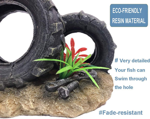 Aquarium Tyre Decorations, Resin Material Tyre Ornament, Environment Friendly Decorations