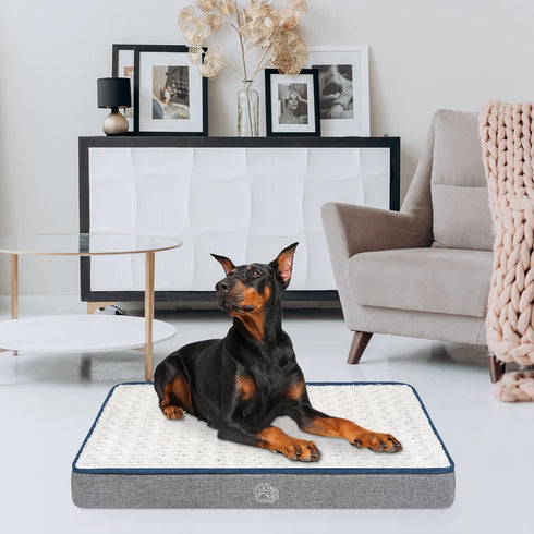 EMPSIGN Reversible Cool and Warm Dog Bed for Crate, Washable and Removable Cover, Grey